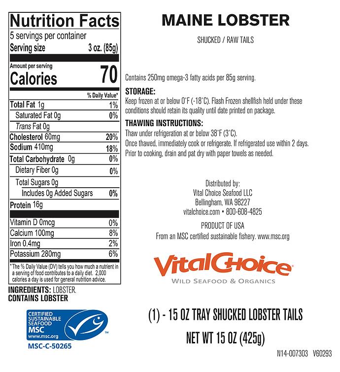MSC Wild Maine Lobster Tails - raw, shucked, 15 oz package (1)